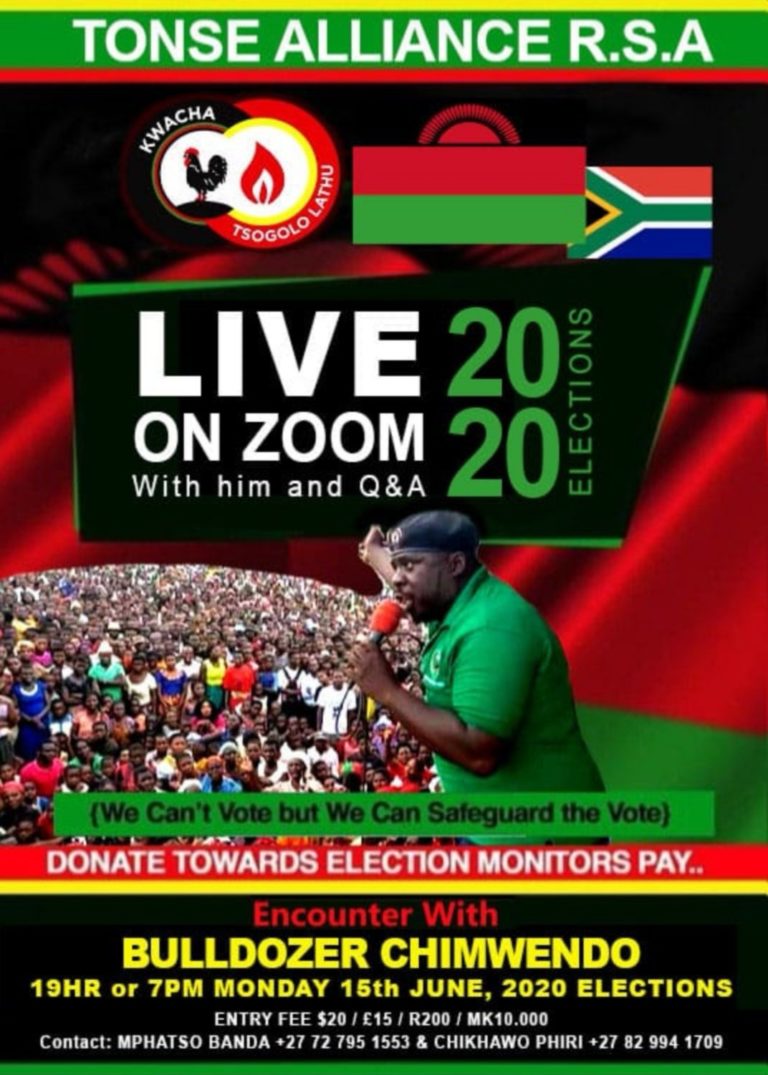 Tonse Alliance RSA  to host Richard Chimwendo as Malawians in Diaspora gears  to stop election rigging
