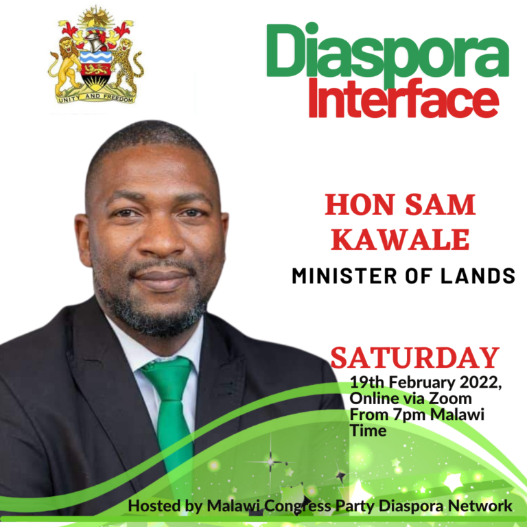 Lands Minister Sam Kawale to engage Malawians living in diaspora on Saturday