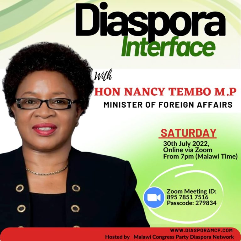 Foreign Minister Nancy Tembo to engage Diaspora Malawians on Saturday