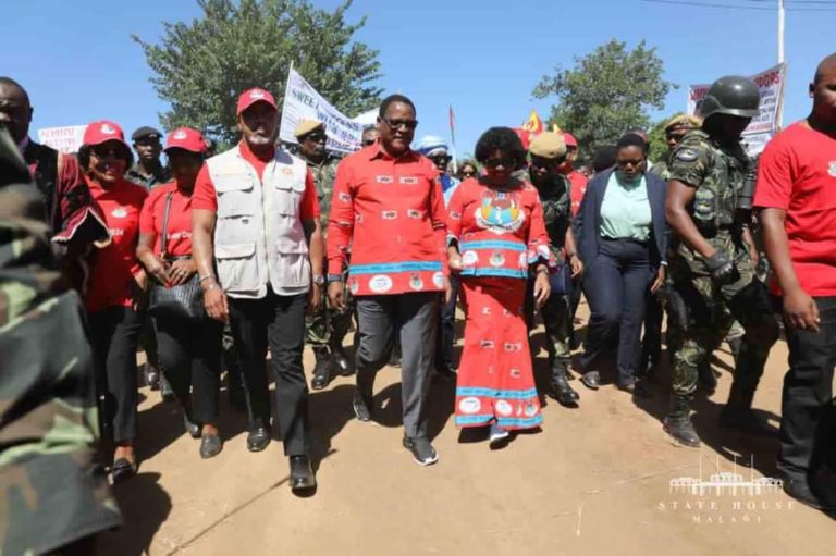 Chakwera celebrating Labour Day in Blantyre,joins solidarity walk at Robins park