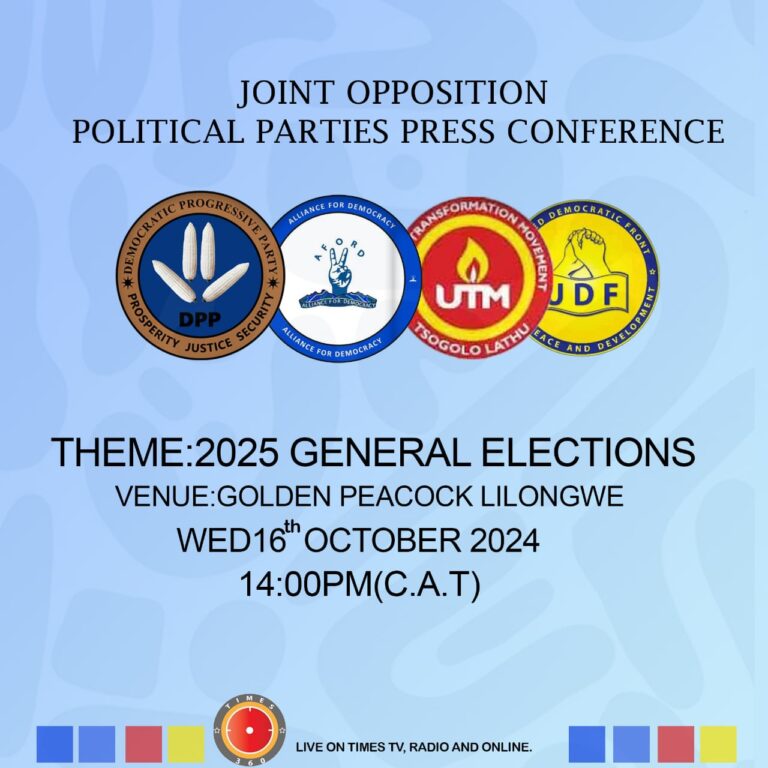 UTM and AFORD Reveal Key Representatives for Lilongwe Joint Opposition Press Briefing