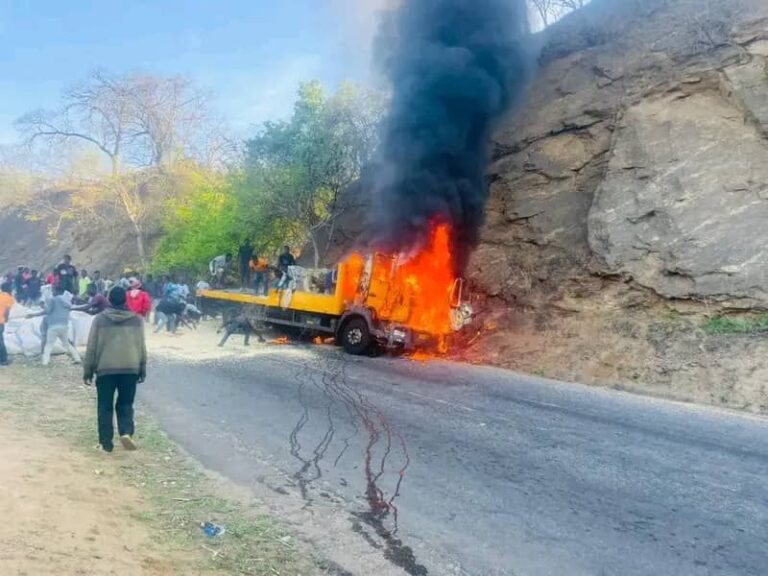 Truck carrying maize catches fire near Thabwa Roadblock in Chikwawa
