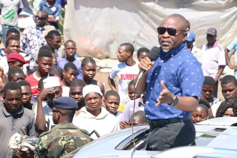 Vice President Michael Usi engages with traders at Mbayani Market