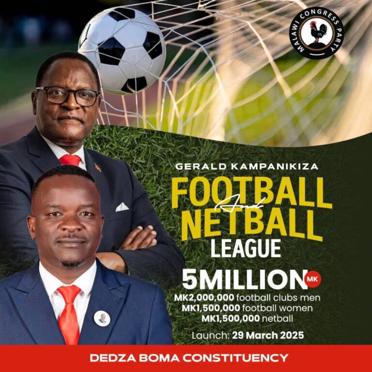 MCP Aspiring MP ‘Gerald&nbsp; Kampanikiza’&nbsp; to launch K5 million Football and Netball league