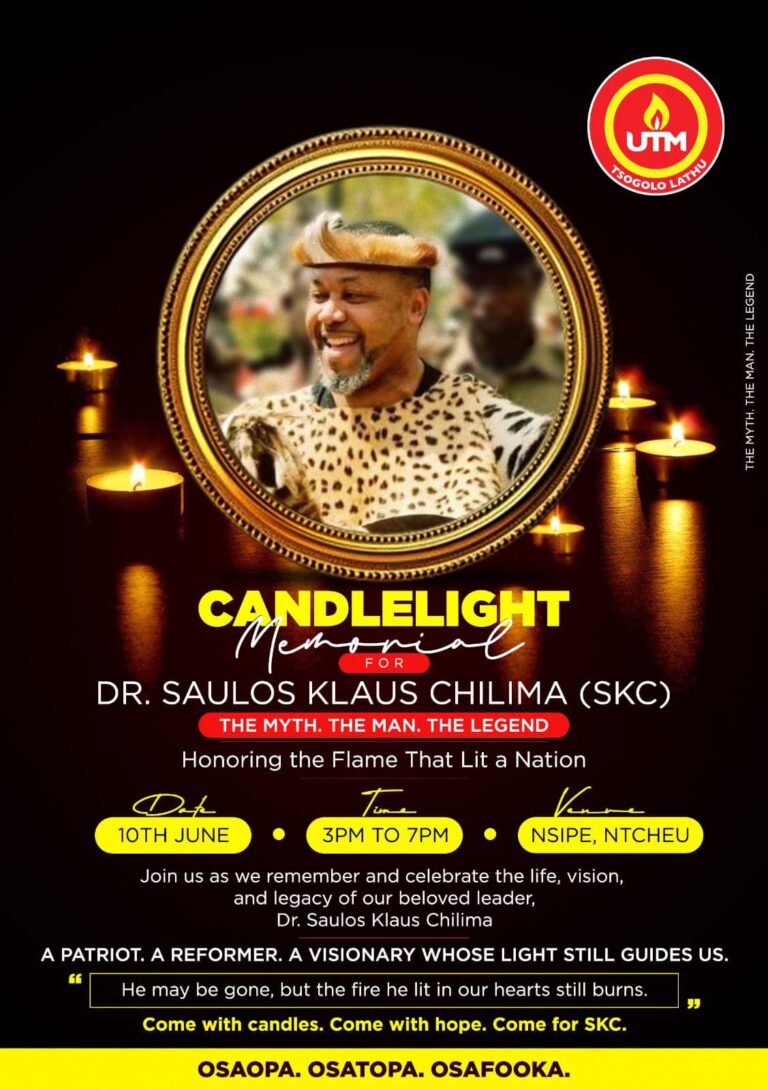 UTM to hold candlelight memorial for Saulos Chilima