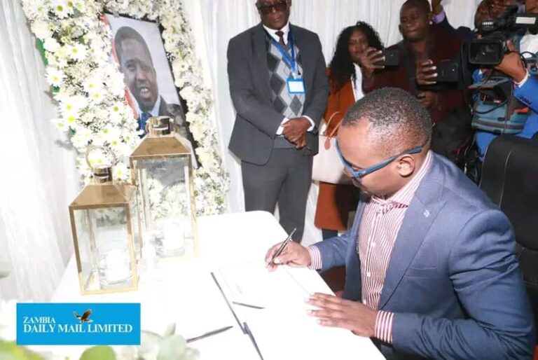 UPND Media Director Mark Simuuwe pays respects to Former President Edgar Lungu