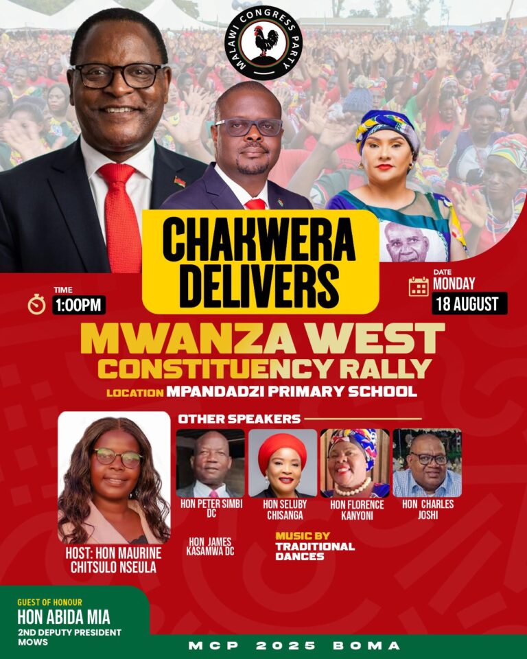 Abida Mia set to host a series of Southern Region Rallies as Chakwera gains momentum